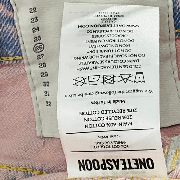 NEW Free people One Teaspoon Frankies Fringe Raw Hem Pink Haze Denim Shorts 26 - Picture 8 of 11